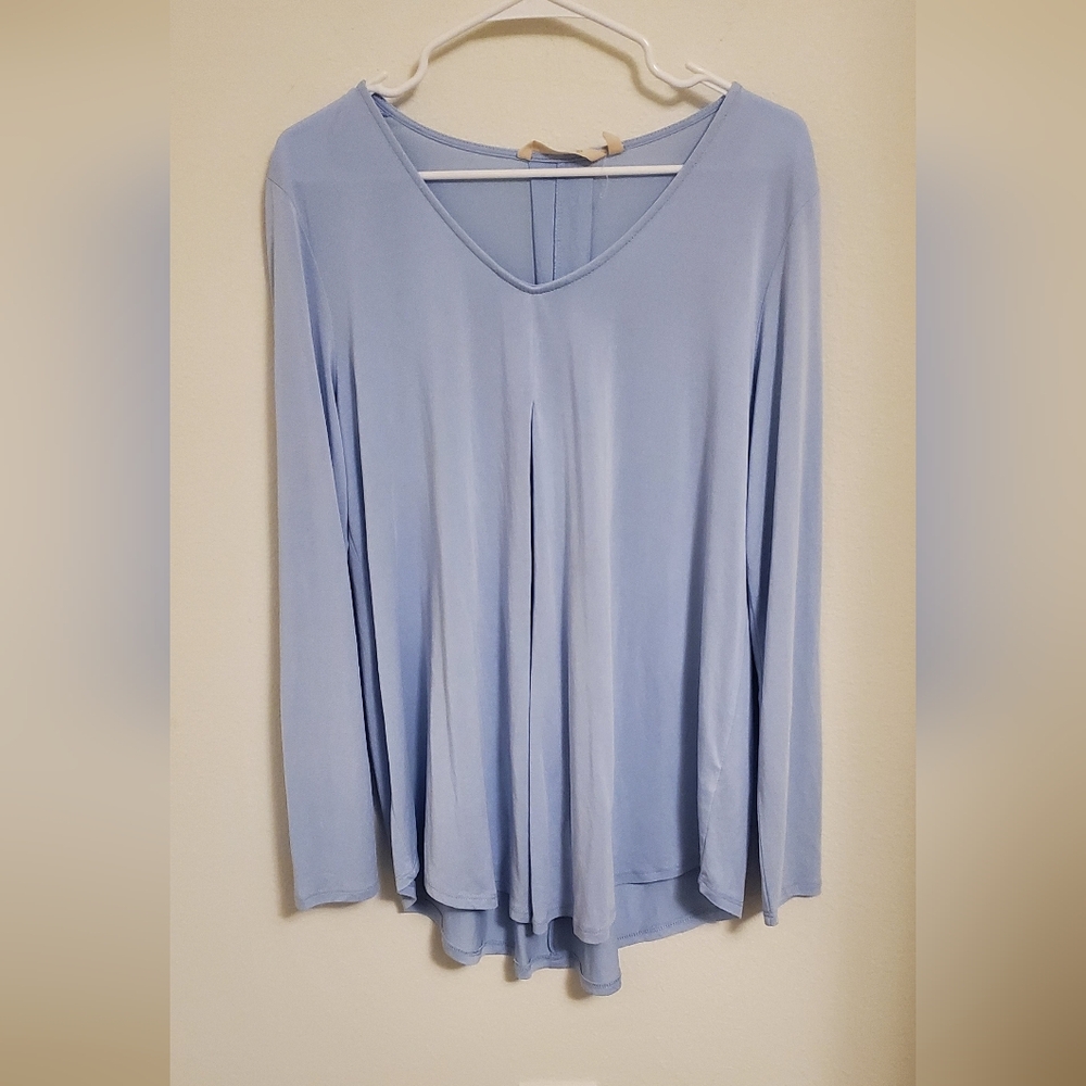 Soft Surroundings Light Blue Long-Sleeve V-Neck Women's Flowy Top Size Large